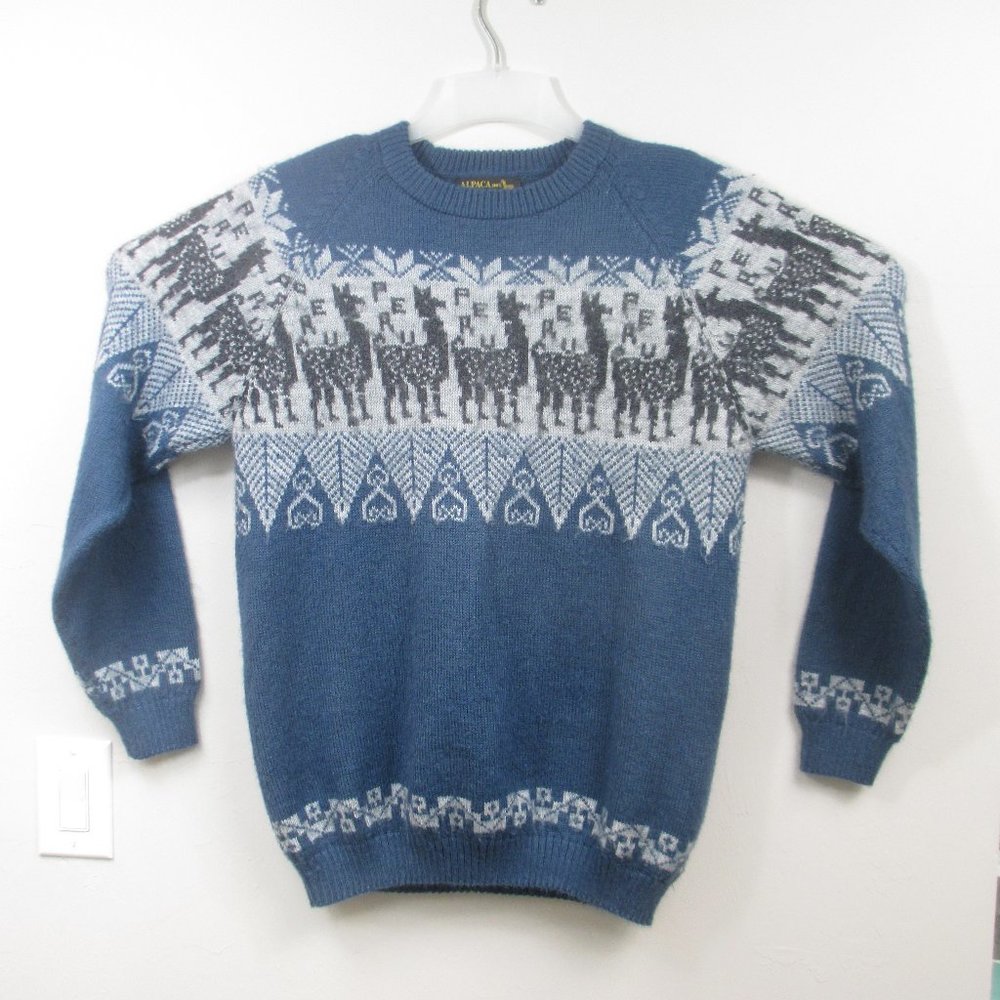 Alpaca Men’s Knit Sweater Soft Warm 100% Llama Made in Peru L